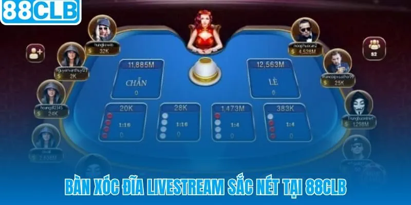 Xóc đĩa 88CLB hai góc camera HD và Dealer thật theo thời gian thực