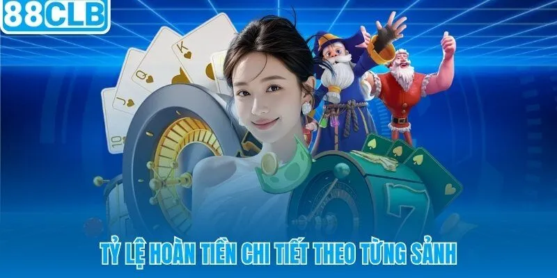 Bảng tỷ lệ hoàn tiền thua ròng riêng biệt cho từng sảnh 88CLB